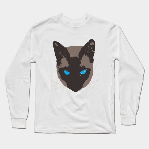 Bright Blue Eyes Cat Siamese Long Sleeve T-Shirt by Chaiyat